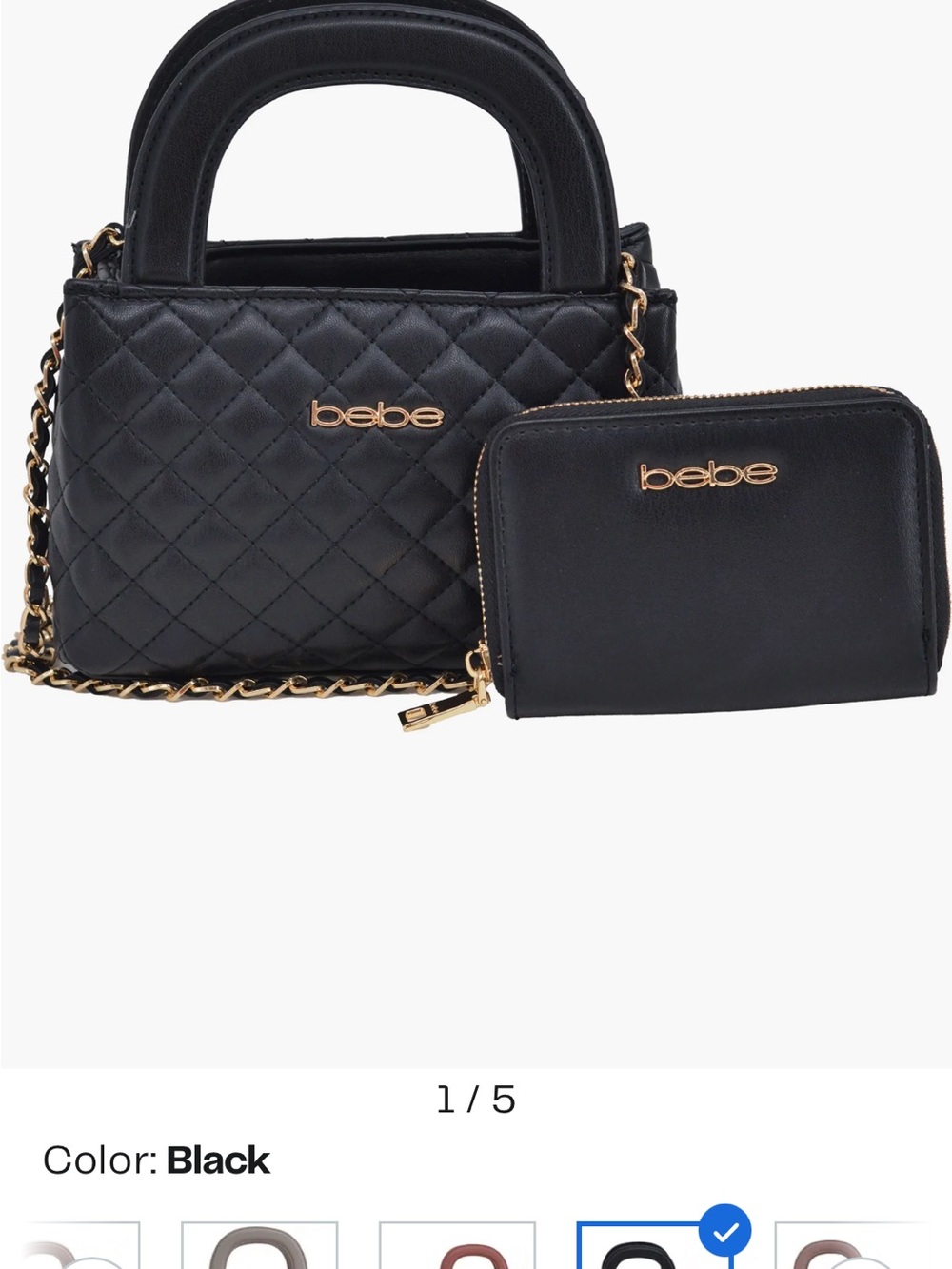 bebe Black Quilted small satchel w/Crossbody and Wallet